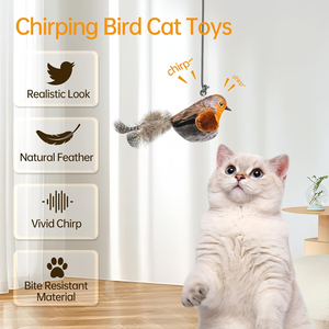 Hot Sale Interactive Indoor Hanging Cat <b>Toy</b> Self-Play <b>Squeak</b> Feather Exercise Kicker Touch Activated Plush for Bored Cats - Product Image 6