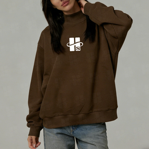 เสื้อสเวตเชิ้ตคอเต่าแบบฝรั่งเศส ปักลายตามแบบฤดูใบไม้ร่วง สีพื้น ทรงหลวม ไซส์ใหญ่ สำหรับผู้หญิง รุ่นใหม่ล่าสุด - Product Image 2