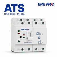 EPEPRO EPM3-80SE 4P 80A Saklar Transfer Otomatis ATS Tiga Fasa Empat Kabel Daya Ganda Saklar Pengalih Otomatis Manual DIN Rail