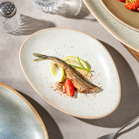 Assiettes de table en grès style japonais, couleurs de glaçure terreux, plats de service décontractés pour cuisine rustique, restaurant et usage domestique