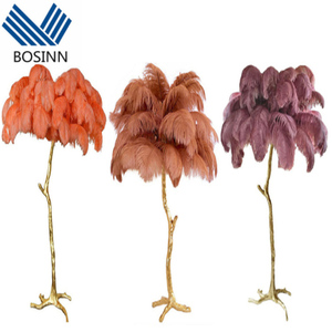 Piuma selvatica arricciatura albero oro <span class=keywords><strong>alberello</strong></span> luci del pavimento decorazione soggiorno lampada da terra blu piuma <span class=keywords><strong>di</strong></span> struzzo paralume lampadina - Product Image 2