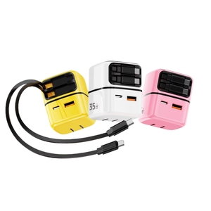 4 in 1 Retractable Wall Charger with Dual Cable PD 35W Fast <strong>Charging</strong> <strong>Block</strong> - Product Image 1