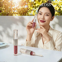 SYSRYB Gloss à lèvres et rouge à lèvres liquide 2-en-1 double embout, Huile à lèvres transparente fixatrice de couleur et Rouge à lèvres liquide mat double embout