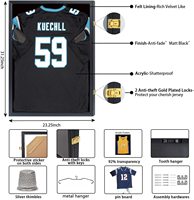 Jersey Cadre Vitrine En Bois Shadow Box pour Baseball Basketball Football Hockey Sports Chemises 98% Protection UV Plexiglas
