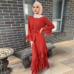 Robe abaya ample élégante pour femmes couleur unie manches longues Robe respirante Cardigan pour la prière islamique inspirée par Dubaï Turquie - Product Image 5
