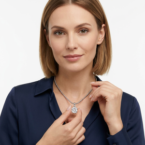 จี้เพชรทรง Asscher ชุบทองคำขาว 925 เงินแท้ ประดับเพชรเลี้ยงในห้องปฏิบัติการ พร้อมใบรับรอง IGI สร้อยคอหรูหราสำหรับผู้หญิง เครื่องประดับชั้นดี - Product Image 5