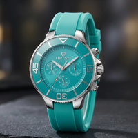 Jam Tangan Wanita Sporty Fashion Stainless Steel Analog Quartz Miyota Movement 41mm Tali Silikon 20mm Multi-Fungsi Small Eyes