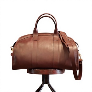 Sacs de voyage unisexes vintage en cuir véritable, sangle réglable, fermeture éclair, impression de logo personnalisé, motifs, légers - Product Image 5