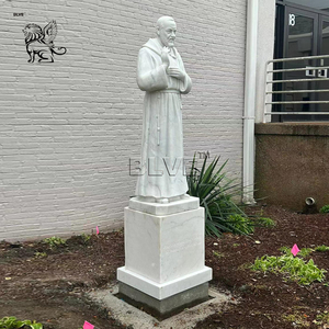 BLVE Iglesia católica tallada a mano Sant Padre <span class=keywords><strong>Pio</strong></span> estatua tamaño real mármol padre <span class=keywords><strong>Pio</strong></span> escultura - Product Image 2