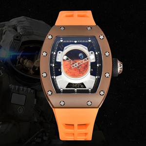 Classic Luxury Fashion <b>Watch</b> Brown Ceramic Case <b>Rubber</b> Strap Tourbillon <b>Watch</b> Men's Sports <b>Watch</b> - Product Image 1