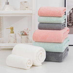Ensemble de serviettes de bain en polaire corail, couleur unie, 2 serviettes, 1 serviette de bain, épaisses et absorbantes, pour usage domestique - Product Image 3