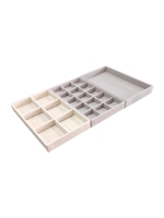 Bandeja organizadora de almacenamiento de joyas de terciopelo gris, cajas de tela para anillos, cuentas, pendientes, brazaletes, juegos de accesorios, para compras de arena