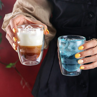 Mug à café en verre borosilicate à double paroi, forme d'œuf, tasse à latte isolée en verre transparent, logo personnalisé, vente en gros
