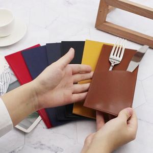 Étui à couverts en cuir PU, porte-ustensiles, pochette pour couteaux et fourchettes, sac à vaisselle pour la table à manger, la maison et la cuisine - Product Image 2