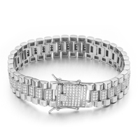 Großhandel Diamant-Uhrenarmband 10k 14k 18k Vergoldet 925 Sterling Silber Schmuck Gold CZ Uhrenarmband für Herren und Damen