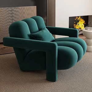 Sillón <span class=keywords><strong>de</strong></span> Terciopelo <span class=keywords><strong>de</strong></span> Estilo Nórdico Moderno con Estructura <span class=keywords><strong>de</strong></span> Madera para Sala <span class=keywords><strong>de</strong></span> Estar, Salón o Vestíbulo <span class=keywords><strong>de</strong></span> Hotel - Product Image 3