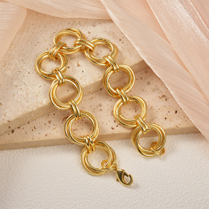 personnalisé fashion bracelets & <b>bangles</b> luxury twisted double interlocking circle link <b>men</b> women copper bracelets - Product Image 1