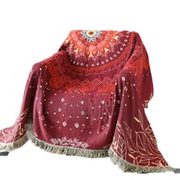 Serviette de Bain Épaisse en Coton Pur à Motif Géométrique Style Européen Rouge, Teinture Réactive, Personnalisable, Vente en Gros