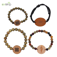 Bracelet NFC en bois tressé personnalisé avec étiquette en bambou, bracelet en bois tressé avec carte pour événements festifs