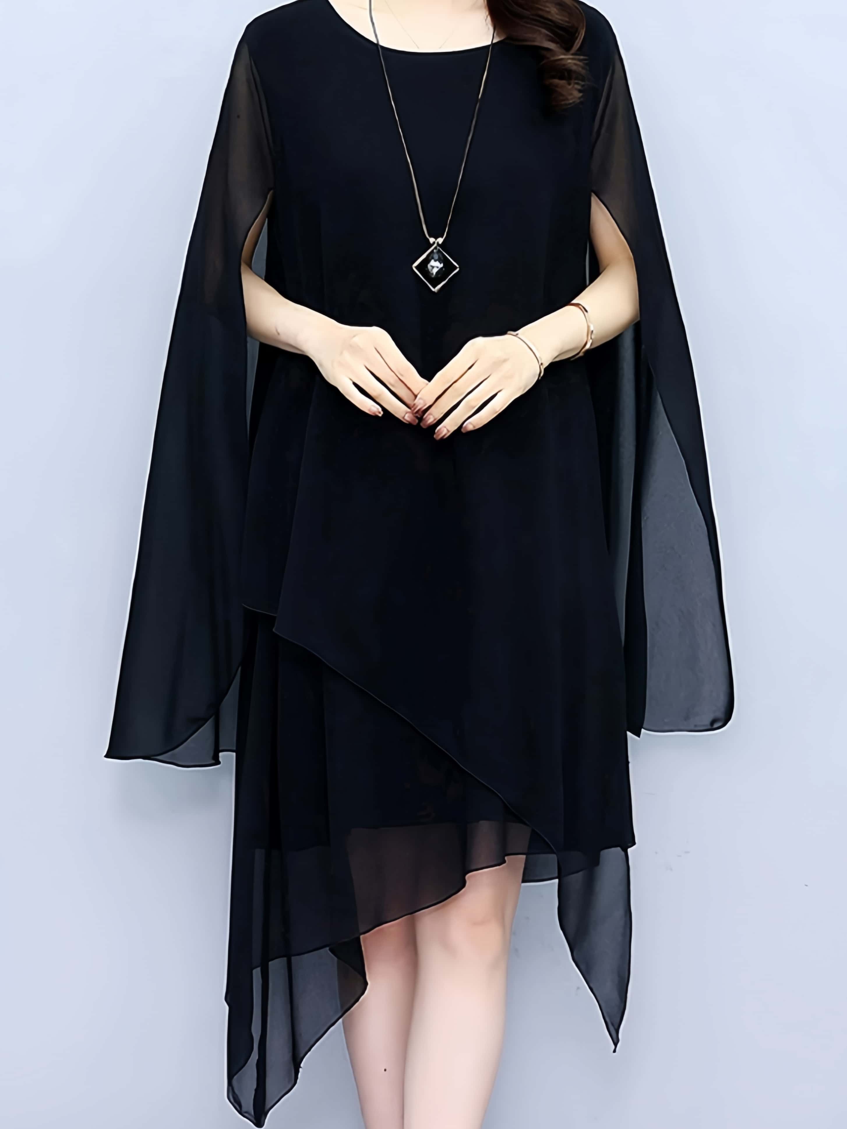 black long sleeve boho dress Boho chic long sleeve black dress main image 1