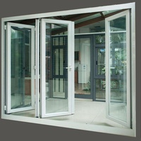 Portes de garage et de patio en aluminium, à double vitrage, pliantes, à double battant, sur mesure, en verre trempé, étanches
