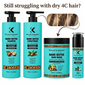 Shampooing et après-<span class=keywords><strong>shampoing</strong></span> sans parabènes anti-frisottis 900 ml au beurre de karité, soin Nano Botox pour <span class=keywords><strong>cheveux</strong></span> <span class=keywords><strong>crépus</strong></span>, bouclés et afro 4C - Product Image 2