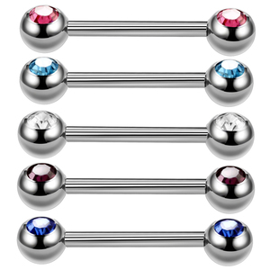 G23 de cristal de titanio de Gema anillo de lengua Piercings internamente roscado Sexy Mamilo Piercings lengua barra Piercings joyería de las mujeres - Product Image 4