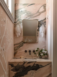 Prezzo di fabbrica personalizzato sogno in marmo rosa lavabo Top bagno di lusso moderno piedistallo in marmo lavandino - Product Image 5