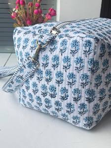 High Quality Lightweight Floral Cotton Quilted Duffel Bag Zipper Large Capacity Hand Block Printed <b>Indian</b> Style for Weekend - Product Image 4