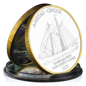 1839 americano guerra civile barca Amistad anniversario placcato USA sfida monete da collezione moneta commemorativa - Product Image 1