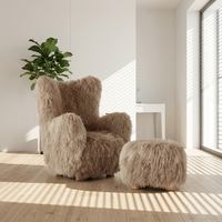 Fauteuil d'appoint moderne et relaxant, style mi-siècle, avec dossier échelle en bois massif, inclinable manuel et rembourré en mousse, pour salon, chambre et maison