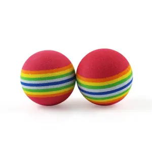Atacado Alta Qualidade Colorido 42mm Personalizado Eva Espuma Macia Rainbow Bolas Golf Training Kids Toy Balls