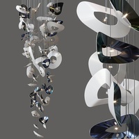 Lámpara de Araña de Cristal Larga con Múltiples Cabezales LED E12, Diseño Creativo y Personalizado para Vestíbulo de Hotel, Comedor de Villa, Escalera de Alta Gama