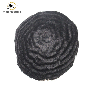 Pizzo 10mm Afro onda arricciatura per gli uomini neri unità di ricambio dei capelli 130% densità africano americano unità di capelli parrucche - Product Image 5