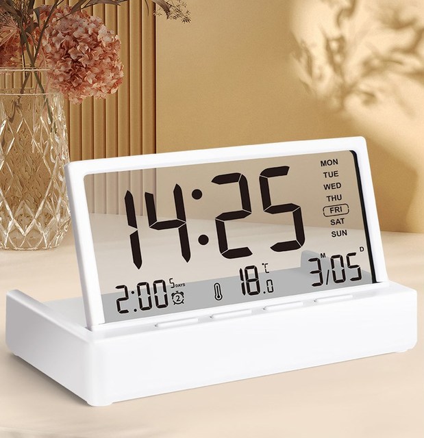 Multifunctional LCD Screen Digital Desk Alarm Clock with Temperature Date Display Home Bedroom Snooze Function Electronic Clock