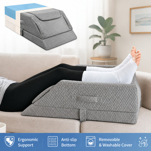 Almohada de elevación de piernas en capas OEM con espuma 26D y espuma viscoelástica de gel 30D, funda acolchada con diseño de diamante y asa con velcro - Product Image 1