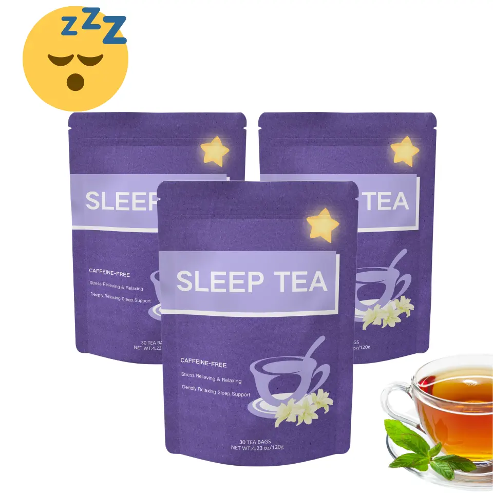 شاي التوتر والاسترخاء مع النوم، شاي المعزز للنوم صحي في عبوات النكهة يساعد على النوم قبل النوم