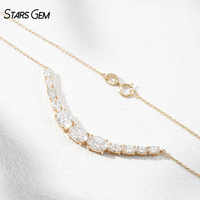 Collana Trendy da Donna StarsGem in Oro Massiccio 18K Placcato Rodio con Diamante Coltivato in Laboratorio Bianco Colore D Taglio Ovale a Griffe 3.6g