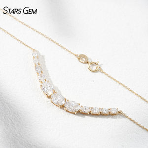 StarsGem Bijoux Fins Collier Tendance Sourire en Or Massif 18K Plaqué Rhodium avec Diamant de Laboratoire Taille Ovale Sertissage à Griffes, Cadeau pour Elle - Product Image 3