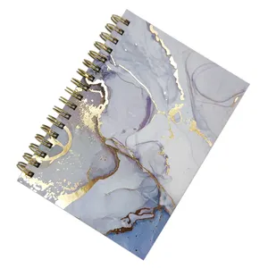 A5カスタムデザインSprial Bound Notebook with Gold Foil Marble Design HardCover Notebook