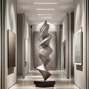 Trong nhà/ngoài trời hiện đại thép không gỉ điêu khắc với Thiết kế cột Matte bề mặt nghệ thuật Tính năng vật liệu kim loại bền - Product Image 3