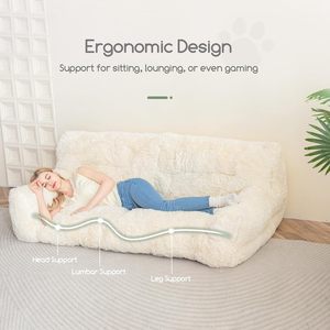 Cama para Mascotas de Peluche Larga y Suave, Espuma Viscoelástica, Extraíble, Sofá de Piso Grande y Cómodo, Sofá Gigante para Perros y Humanos - Product Image 3