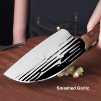 QXF Full Tang couteau de cuisine serbe fait à la main Chef couteau d'abattoir forgé manche en bois de santal couteau de boucher