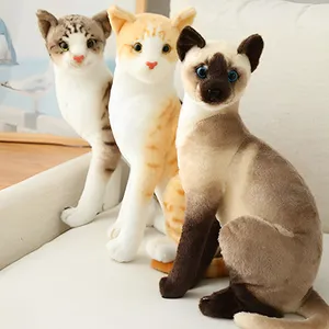 Brinquedo de pelúcia de gato siames realista de simulação personalizada de gato siames de pelúcia pequeno laranja