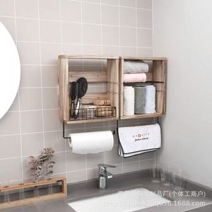 Wall Mounted <b>Storage</b> <b>Rack</b> Rectangle Beech Finish 3 Floors Punch Free For <b>Kitchen</b> Bathroom Towel Holder Condiment Organizer - Product Image 2