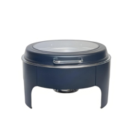 Chauffe-Plats de Luxe en Acier Inoxydable avec Fenêtre en Verre pour Hôtels et Restaurants, Équipement de Maintien au Chaud pour Buffets, Conteneur de Chauffage Alimentaire 6L