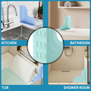 Protection anti-éclaboussures en silicone en forme de L pour douche, fixation murale, barrière de protection étanche pour lavabo, gris, bleu, vert, blanc - Product Image 3