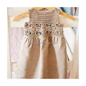 Suéter de Verano para Niñas, Diseño Casual, Color Sólido, Tejido de Ganchillo de Algodón, con Lazo, Largo hasta la Rodilla - Product Image 1