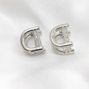C-shaped Pearl Clip-on Earrings 925 <b>Silver</b> Geometric <b>Studs</b> For Women Gift Fashion Jewelry - Product Image 3