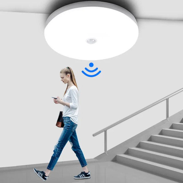 Motion Sensor Smart LED Ceiling Lights 12W 18W Industrial LED Light 220V Smart PIR Sensor Lighting Modern Led Ceiling Lamp